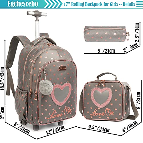 School Bags Kids Rolling Backpack for Girls Kids Luggage Suitcase With Wheels - color: Coffee23-3-6