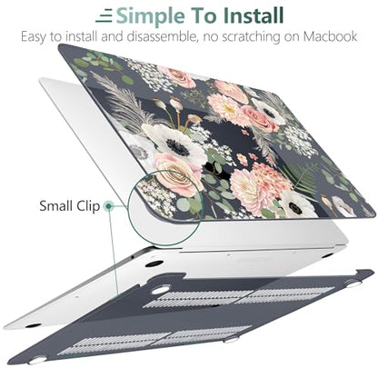 DONGKE Compatible with MacBook Air 13 inch Case 2021 2020 2019 2018 Release A2337 M1 A2179 A1932 with Retina Display Touch ID, Plastic Hard Shell & Keyboard Cover - Dried Flowers - color: Dried Flowers D005