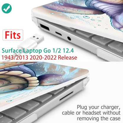 Mektron Surface Laptop Go 12.4 inch Case Compatible with Go 3/2/1 Microsoft Surface Laptop 12.4" Cover 2023-2020 Releases Model 1943/2013 Plastic Hard Shell Case with Screen Protector, Cute Turtle - color: Cute Turtle