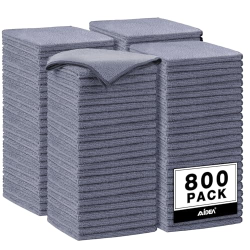 AIDEA Microfiber Cleaning Cloth Grey-800PK, Microfiber Towels, 12×12" | Shop Towels Cleaning Rags,Premium Wash Cloths, Absorbent Towel for SUVs, House, Kitchen, Commercial, Cleaning Supplies - color: Grey, size: 800PK