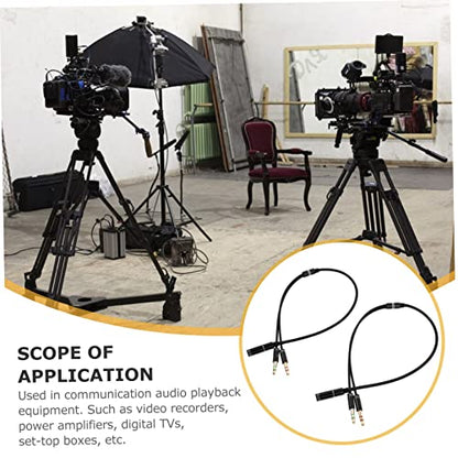 Vaguelly 2pcs Headset Splitter Audio Adapter Extension Cable for Laptop Dual Male to Female Connector Lightweight and Design for Headphones and Microphones