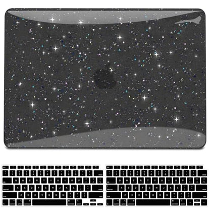 B BELK for MacBook Air 13.3 inch Case M1 A2337 A2179 A1932, Glitter Black | 2021-2018 Released, Sturdy Protective Laptop Hard Shell with 2 Keyboard Covers - color: Glitter Black