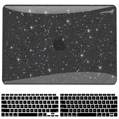 B BELK for MacBook Air 13.3 inch Case M1 A2337 A2179 A1932, Glitter Black | 2021-2018 Released, Sturdy Protective Laptop Hard Shell with 2 Keyboard Covers - color: Glitter Black