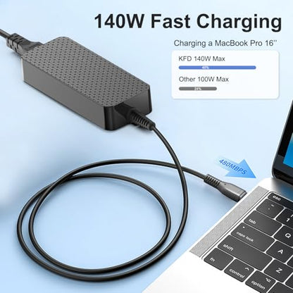 KFD 140W USB C Charger PD3.1 GaN 28V 5A Power Adapter for Framework Laptop 16 (2025),NVIDIA DGX Spark,HP OMEN Transcend 14 Spectre x360 16 Msi Prestige 14 16 Summit E16 AI Studio eero PoE MacBook Pro