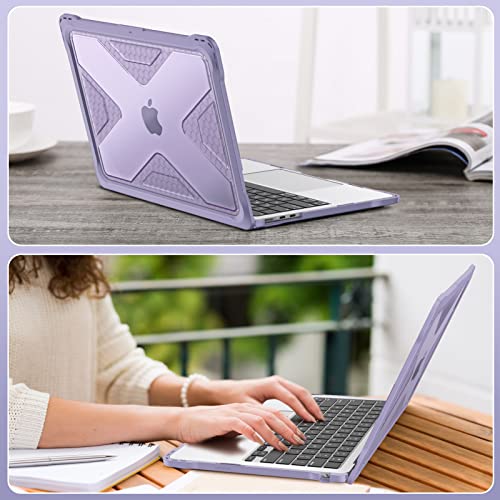 Fintie Case for MacBook Air 13.6 Inch A3449 A3240 A3113 A2681 (2022 2023 2024 2025 2026 Release) - Heavy Duty Rugged Hard Shell Case Cover for MacBook Air 13 Inch M2 M3 M4 M5 Chip, Lilac - color: Lilac