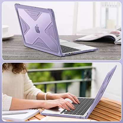 Fintie Case for MacBook Air 13.6 Inch A3449 A3240 A3113 A2681 (2022 2023 2024 2025 2026 Release) - Heavy Duty Rugged Hard Shell Case Cover for MacBook Air 13 Inch M2 M3 M4 M5 Chip, Lilac - color: Lilac