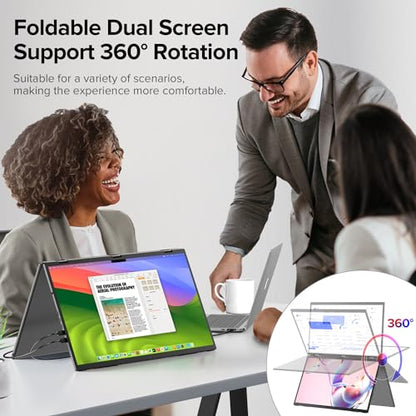 UPERFECT Delta 15.6" Dual Portable Monitor for Laptop Screen Extender 1080P HDR 360° Folding Stacked Triple Monitor with Stand for Laptop PC Phone Game Console (No Driver Needed) - size: 15.6"