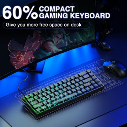 AULA WIN68 HE Mechanical Gaming Keyboard 60%, Hall Effect Magnetic Switch, Fast Trigger Mode Adjustable Actuation, 8000Hz Polling Rate, RGB Backlit, Small Wired Keyboard for Laptop/PC Gamer - color: Line Black-standard version
