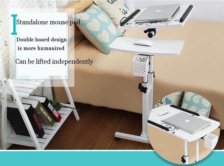 GaRcan Overbed Table Wheels Portable Overbed Table, Height Adjustable, Home Tilting Overbed Table, for Work Bed Sofa Reading Eating (Black) - color: Black