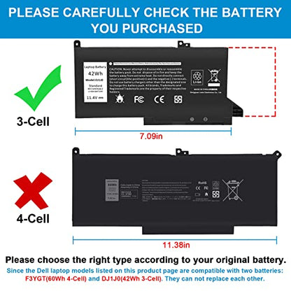 TREE.NB DJ1J0 Battery for Dell Latitude 12 7000 7280 7480 7290 E7280 E7290 13 7380 7390 E7380 E7390 14 7480 7490 E7480 E7490 Series 451-BBZL PGFX4 ONFOH - size: 7.09x3.58x0.24inch DJ1J0