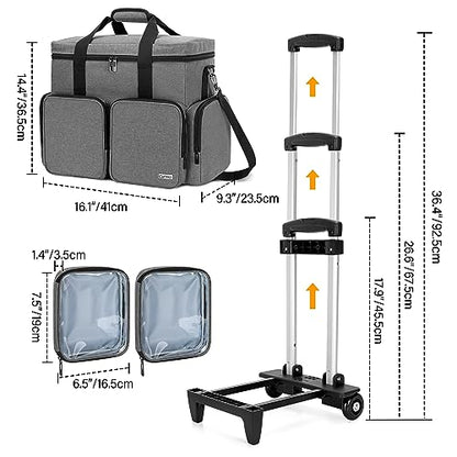 Rolling Teacher Tote Bag with 2 Detachable Pouches for Work, Gray | Wheeled Teacher Uility Bag with 15.6" Padded Laptop Sleeve, Large Briefcase with Detachable Trolley for Women - color: Gray