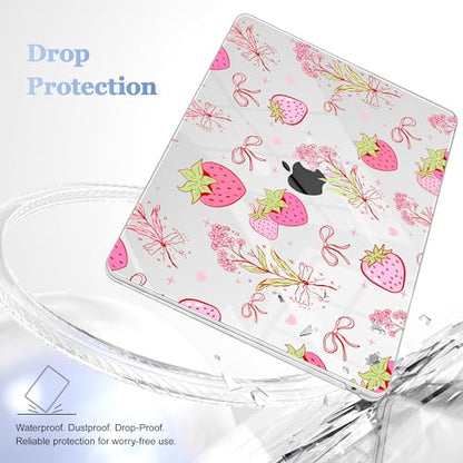 May Chen Compatible with MacBook Air 13 inch Case 2022 2021, 2020-2018 Release Model: M1 A2337 A2179 A1932, Plastic Hard Shell Case Cover for Mabook Air 13 inch with Retina Dispaly, Strawberry Bow - color: Strawberry Bow