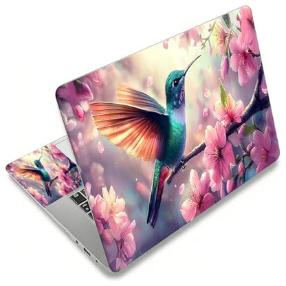 Laptop Skin Sticker Decal, Universal Reusable Vinyl Laptop Cover for 12" 13" 13.3" 14" 15" 15.4" 15.6" Notebook PC, Reusable Waterproof Scratch-Resistant with 2 Wrist Pads,Hummingbird Oriental Cherry - color: Hummingbird Oriental Cherry