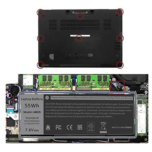 Futurebatt E7470 E7270 J60J5 Laptop Battery Lithium-ion for Dell Latitude E7470 E7270 7470 7270 Series Laptop 0MC34Y MC34Y R1V85 242WD GG4FM WYWJ2 1W2Y2 451-BBSX 451-BBSY 451-BBSU P26S001 P61G001 - size: J60J5 10.83*5.12*0.73 in