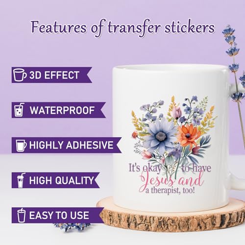 Rngmsi 20 Sheets Watercolor Floral Bible UV DTF Cup Wrap UV DTF Stickers | Wreath Uvdtf Decals, for 16 oz Glass Cups Mugs Tumblers Water Bottles, Waterproof, DIY Christian Crafts - style: Watercolor Bible