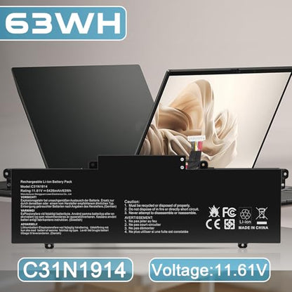 C31N1914 Laptop Battery Replacement for Asus ZenBook 13 UX425UG ZenBook 14 UX435EA UX435EA-A5007T UX435EAL UX435EG UX435EG-A5008R UX435EGL UM425QA UM425QA-KI072T UM425UAZ B7402FEA Serie 0B200-03730100 - size: C31N1914