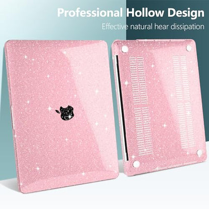 for MacBook Pro 13 inch Case 2023 2022 2021 2020 Release Model A2338 M2/M1 A2289 A2251 with Touch Bar & Touch ID, Glitter Bling Plastic Hard Shell Case & Keyboard Cover, Star Pink - color: Star Pink