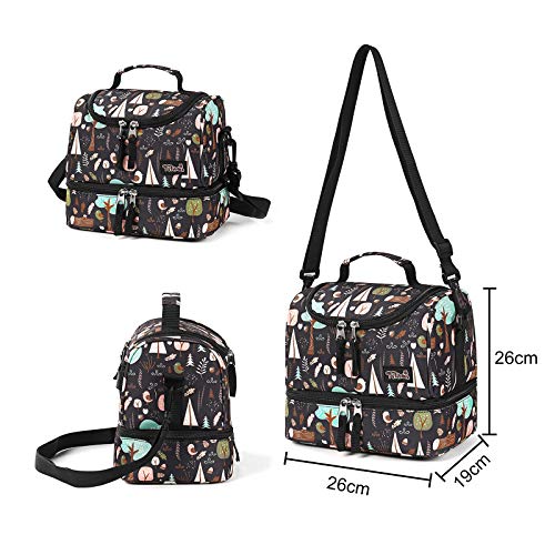 Tilami Rolling Backpack 18 inch Double Handle with Lunch Bag Wheeled Kids Backpack for Girls and Boys, INS Brown - color: Ins Black