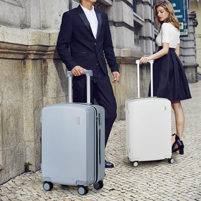 Hanke 24 Inch Checked Luggage, Hard Shell with TSA Lock & Wet Pocket | PC Hard Shell, Medium Check in Luggage, Separate Wet Pocket, 8 Spinner Wheels, Lightweight, 5-7 Day Trips - color: Grey, size: 24 Inch
