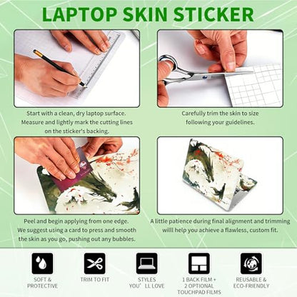 Laptop Skin Sticker Decal, Universal Protective Cover Fit 12 13 14 15.6 Inch Notebook, Reusable Water-Resistant Vinyl Decal w/ 2 Wrist Pads for Business Travel Office, Maple Dragon Man - color: Maple Dragon Man