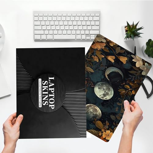 Universal Laptop Skin Sticker with 2 Wrist Pad Skins, Waterproof Scratch Resistant Vinyl Laptop Cover Decal, Cut to Fit for 11–15.6 Inch MacBook HP Dell Lenovo, Autumn Moon - color: Autumn Moon