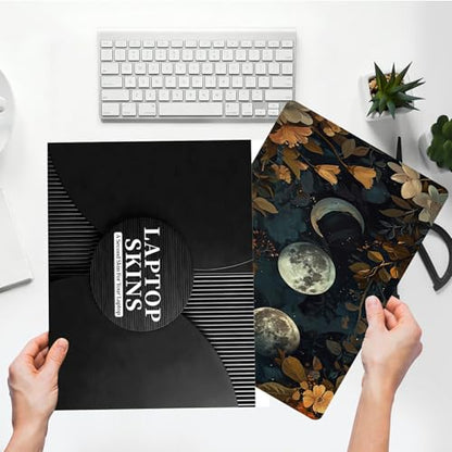 Universal Laptop Skin Sticker with 2 Wrist Pad Skins, Waterproof Scratch Resistant Vinyl Laptop Cover Decal, Cut to Fit for 11–15.6 Inch MacBook HP Dell Lenovo, Autumn Moon - color: Autumn Moon