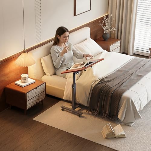 Furist Overbed Bedside Table with Wheels, Medical Hospital Bed Table, Computer Stand for Bed Side, Rolling Tray for Hospital and Home Use