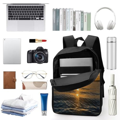 17 Inch Sunrise Horizon Laptop Backpack for Men Women Waterproof Lightweight Travel Backpack Commuter Bag Large Capacity Casual Daypack for Business Trip & Outdoor