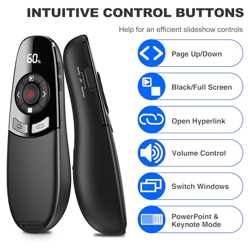 USB Type C Presentation Clicker with Battery & Timer Display, Wireless Presenter Remote PowerPoint Clikcer for Mac Computer - style: AAA+USB A&C+Timer