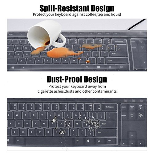 Clear Desktop Computer Keyboard Cover Skin for PC 104/107 Keys Standard Keyboard, Anti Dust Waterproof Keyboard Protector Skin