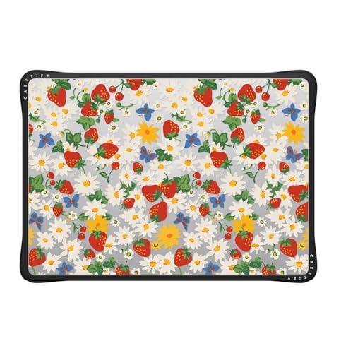 CASETiFY Impact MacBook Air 13.6" (M2-M5) Case [Cushioned Impact Corners/Scratch-Resistant/Anti-Slip Grip] - Strawberry Daisy - Clear Black - color: Strawberry Daisy, size: MacBook Air 13" (M2 - M5)