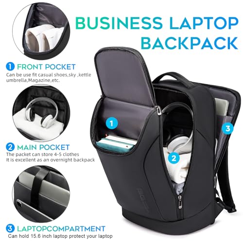 FUTURE AESTHETICS Business Smart Backpack Waterproof for women,men,Fight Approved Durable Backpack suitable as overnight and travel backpack (Black) - color: Black
