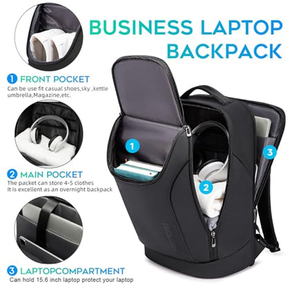 FUTURE AESTHETICS Business Smart Backpack Waterproof for women,men,Fight Approved Durable Backpack suitable as overnight and travel backpack (Black) - color: Black