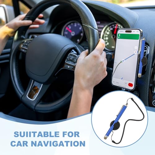 PATIKIL 2 Pcs Screen Capacitive Pen with Spring Rope Fixing Dock High Sensitivity for Mobile Phone Car Navigation GPS POS Tablet Laptop, Dark Blue - color: Dark Blue