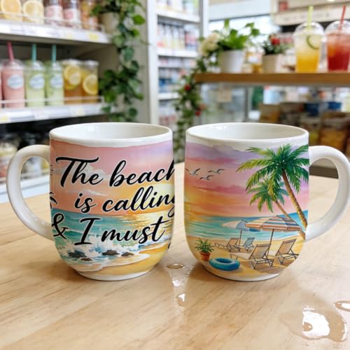 Peacoblue UV DTF Cup Wraps Transfer Stickers Summer Beach Scenery Pattern, 10 Sheets Waterproof Custom Vinyl Transfer Sticker 16oz Coffee Glass Cup Tumbler Bottle Mug Decals for Men Women - style: Summer Beach Scenery