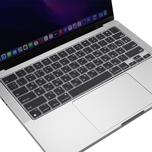 ProElife Russian Keyboard Cover for MacBook Air 13/15'' & Pro 14/16'' M5 M4 | U.S. Layout, Non-interference Design for ID Key, Dust-Proof, Silicone Protective Skin, Precision-Molded, Washable & Reusable
