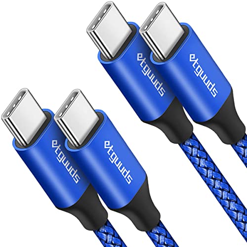 etguuds USB C to USB C Cable 2ft, 2-Pack 60W USBC to USBC Cord, Type C to C Charger Cable Fast Charging for iPhone 17 16 15 Pro Max Plus Air, Samsung Galaxy S25 S24 S23, for MacBook/iPad, Pixel - color: Blue, size: 2ft