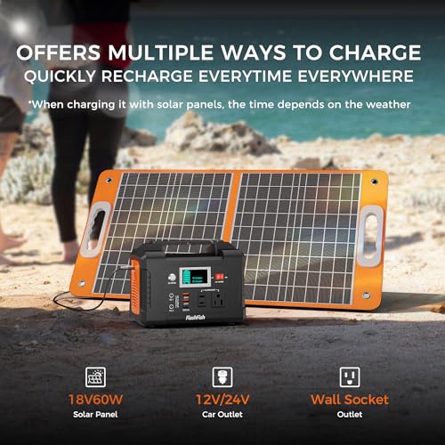Solar Generator With Solar Panel Included, FF Flashfish 151Wh Portable Power Station+60W Solar Panel(DC/USB-A/USB-C Output), Backup Power Battery And Solar Panel Kit For Home Blackout/RV/Camping - color: 151Wh With Solar Panel 60W