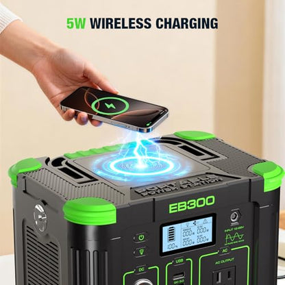 EBL Portable Power Station 288.6Wh 330W Solar Generator For Camping | Solar Generator with 330W AC Outlet, SOS LED Light, Wireless Charging Backup Battery for Camping, Outdoor, Home Blackout, RV