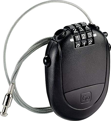 Go Travel Retractable Cable Padlock, 3-Dial Design Combination Lock, Cable Lock for Linking Luggage Together, Suitcase Lock, Travel Essentials, Black