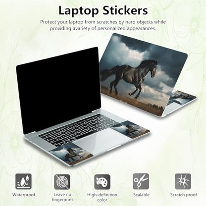 Laptop Skin Sticker Decal, Universal Reusable Vinyl Laptop Cover for 12" 13" 13.3" 14" 15" 15.4" 15.6" Notebook PC, Waterproof Scratch-Resistant with 2 Wrist Pads, Easy to Apply & Remove,Black Horse - color: Black Horse