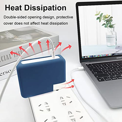 Soft Silicone 140W Charger Protector Case Sleeve for 2026 MacBook Pro 16 inch A3428 A3429 A3186 A3403 A2991 A2780 A2485 M5 M4 M3 M2 M1 Chip 2024-2021, 140W Power Adapter Cover, Navy Blue - color: Navy Blue