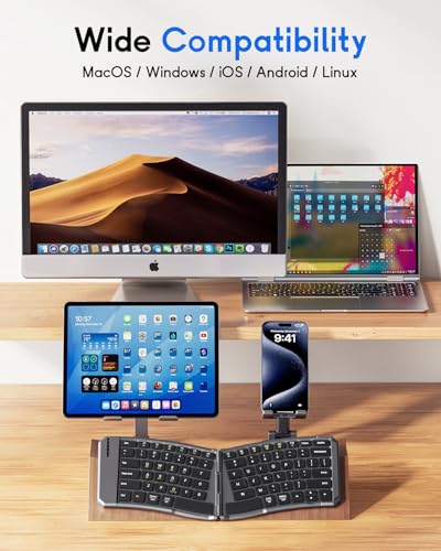 MoKo Ergonomic Foldable Keyboard, Split Portable Folding Bluetooth Keyboard | Ultra Slim for Business Travel, Rechargeable Wireless Keyboard, for iOS/Android/Windows Tablet PC Smartphone