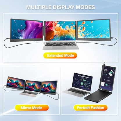 kasorey New Upgraded Laptop Screen Extender Portable Monitor, 1080P FHD IPS Screen, Monitor Extender for Laptop, Fit for 13-17" Laptops, Plug & Play Compatiable with Windows/Mac/Android/Switch