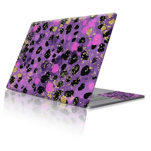 Reusable Universal Laptop Skin Sticker, Cut to Fit for 11.6–15.6 Inch Laptops, Waterproof Protective Film, No-Residue - Purple Glitter Leopard - color: Purple Glitter Leopard