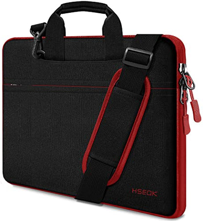 Hseok 17.3 Inch Laptop Shoulder Bag, Water-Resistant & Shockproof Protective Computer Case Compatible with 17.3 inch Dell Asus HP Lenovo Acer MSI Notebooks,Black & Red - color: Black & Red, size: 17.3 inch