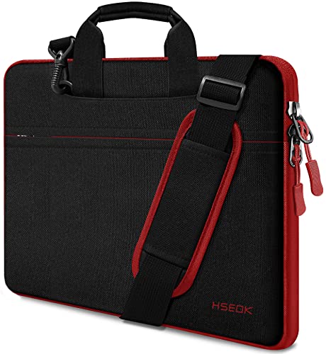 Hseok 17.3 Inch Laptop Shoulder Bag, Water-Resistant & Shockproof Protective Computer Case Compatible with 17.3 inch Dell Asus HP Lenovo Acer MSI Notebooks,Black & Red - color: Black & Red, size: 17.3 inch