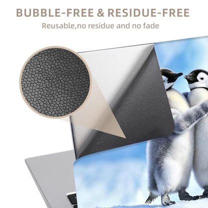 Universal Laptop Skin Sticker for 12/13/14/15.6 Inch Laptops, Reusable Vinyl Laptop Decal Cover, Waterproof Scratch Resistant Notebook Skin with 2 Wrist Pads,Two Penguin Chicks - color: Two penguin chicks