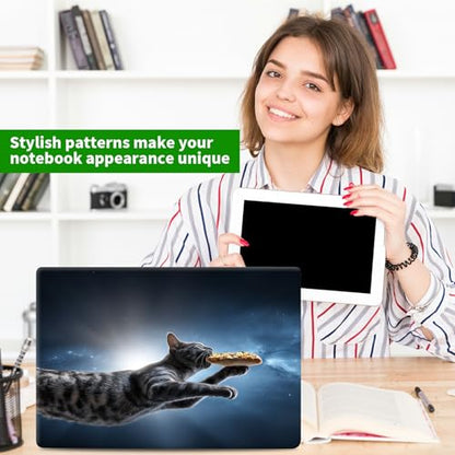 Laptop Skin Sticker Decal, Universal Protective Cover Fit 12 13 14 15.6 Inch Notebook, Reusable Water-Resistant Vinyl Decal w/ 2 Wrist Pads for Business Travel Office, Gray Cat Galaxy - color: Gray Cat Galaxy