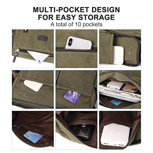 Messenger Bag Men,Waterproof Crossbody Bag,Satchel Shoulder Bag | Waterproof - color: A-smoke-cyan-canvas